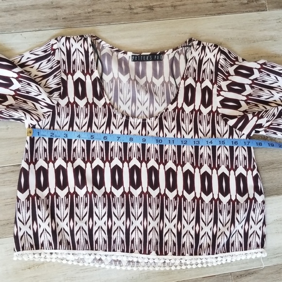 NEW! Anthropologie Potter's Pot Cropped Fit Blouse with Crochet Fringe - Picture 6 of 7